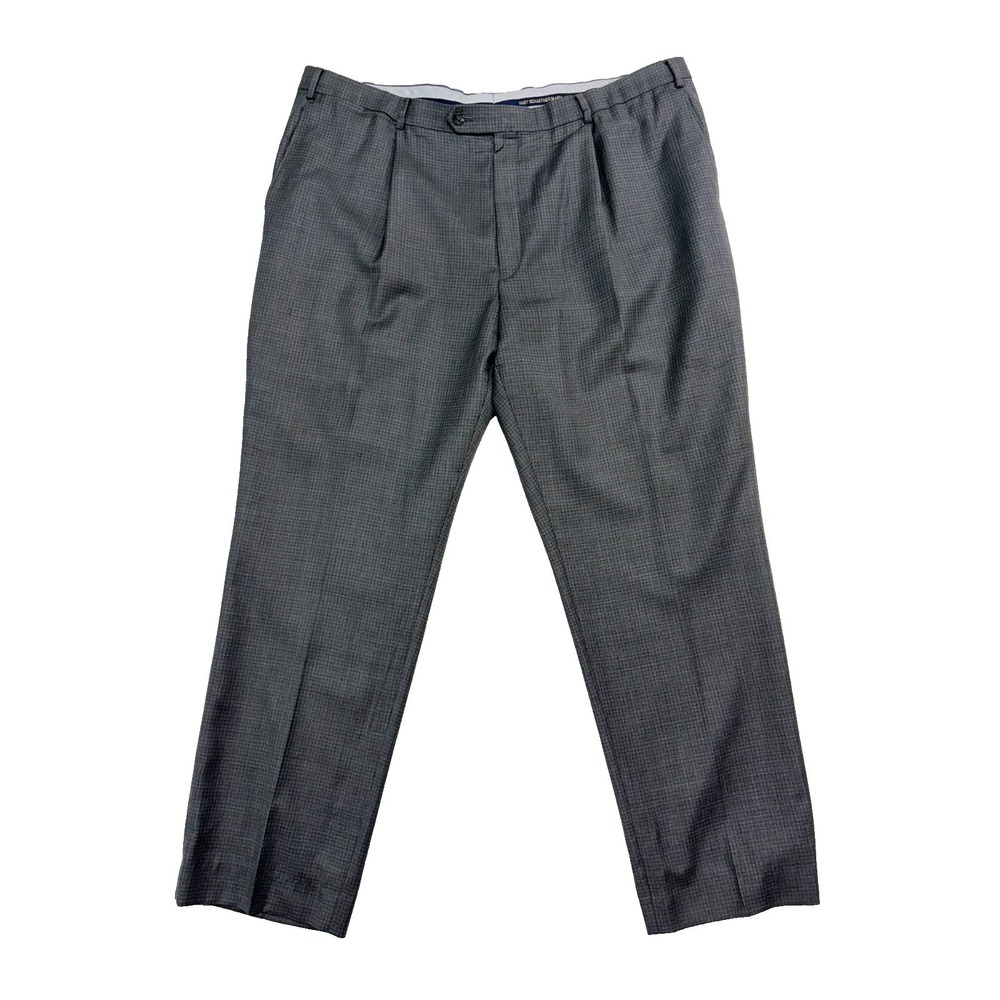 Hart Schaffner Marx 44x32 Gray Graph Check Dress Suit Pants Trousers Wool